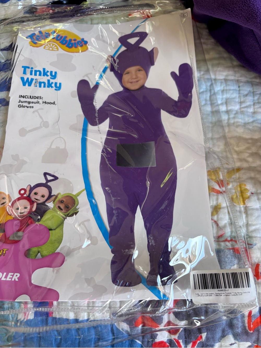 Spirit Teletubbies Tinky Winky Purple Costume - Jumpsuit, Hood & Gloves